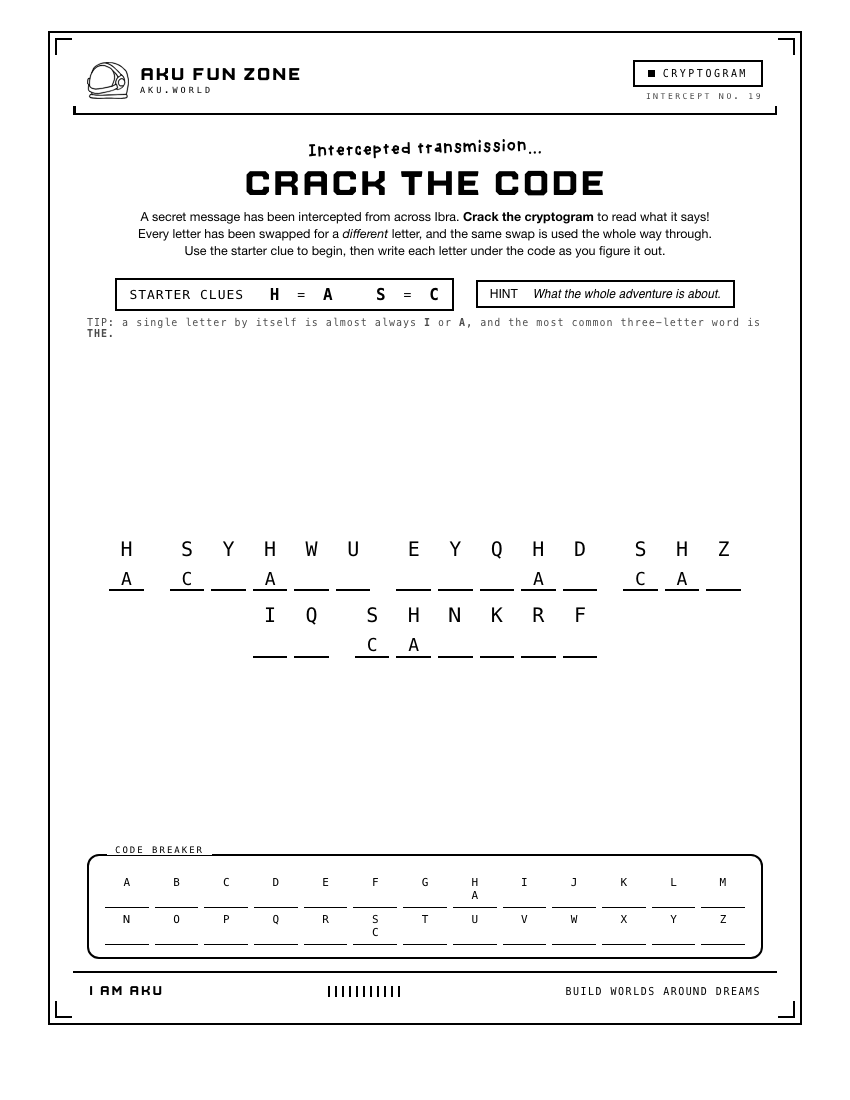 Decoder number 19 printable activity sheet