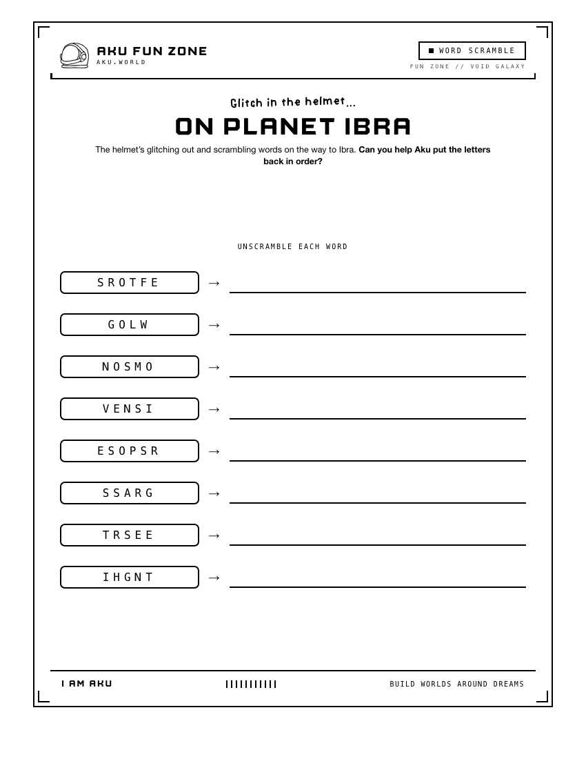 Scramble number 03 printable activity sheet