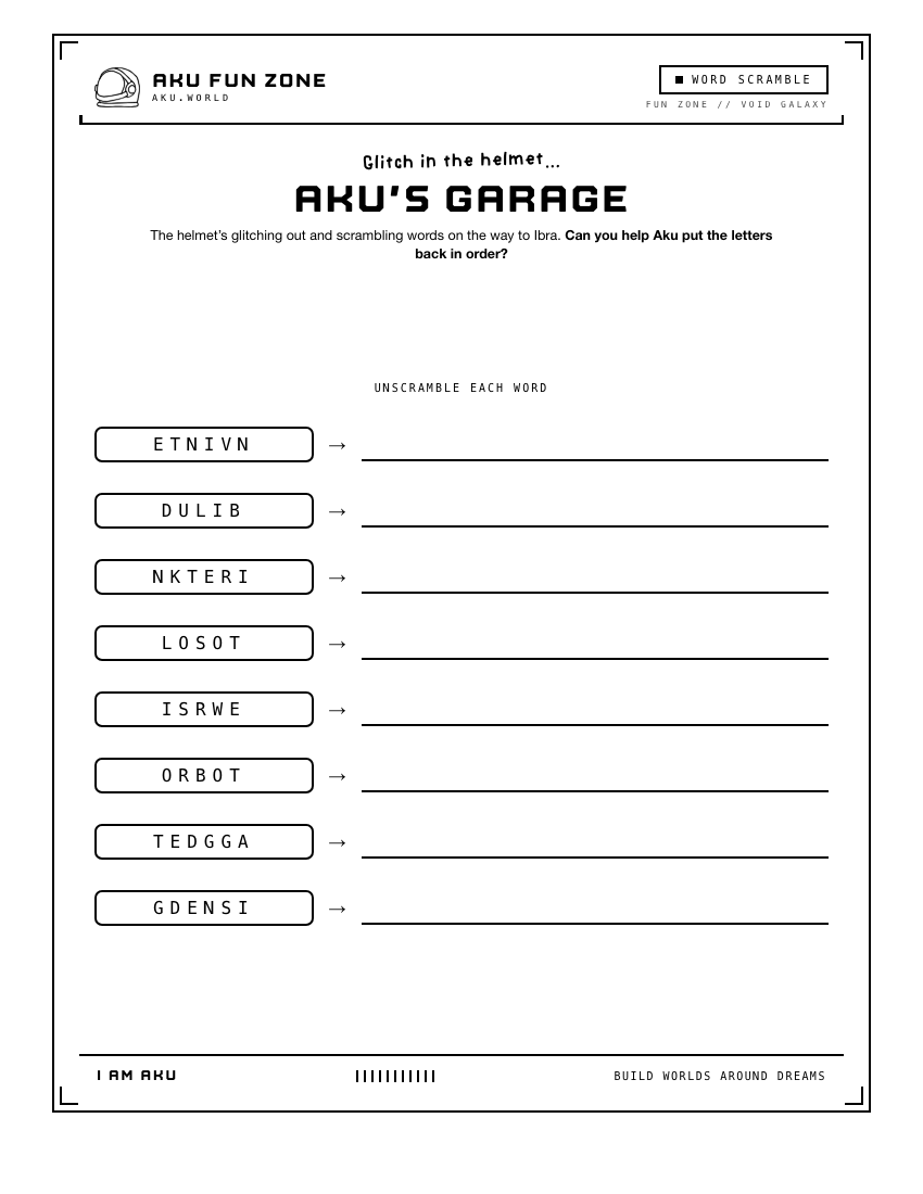 Scramble number 11 printable activity sheet