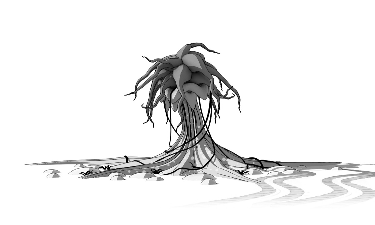 Illustration of a dying Lunaberry tree