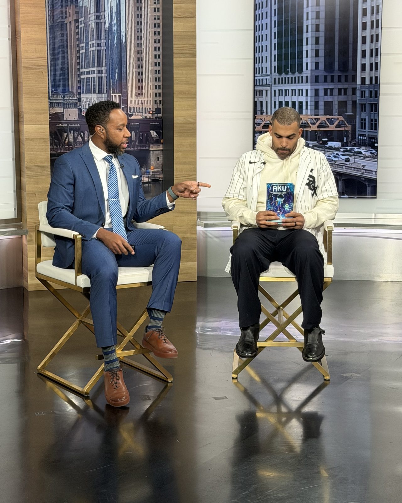 Micah Johnson at an author visit in Chicago